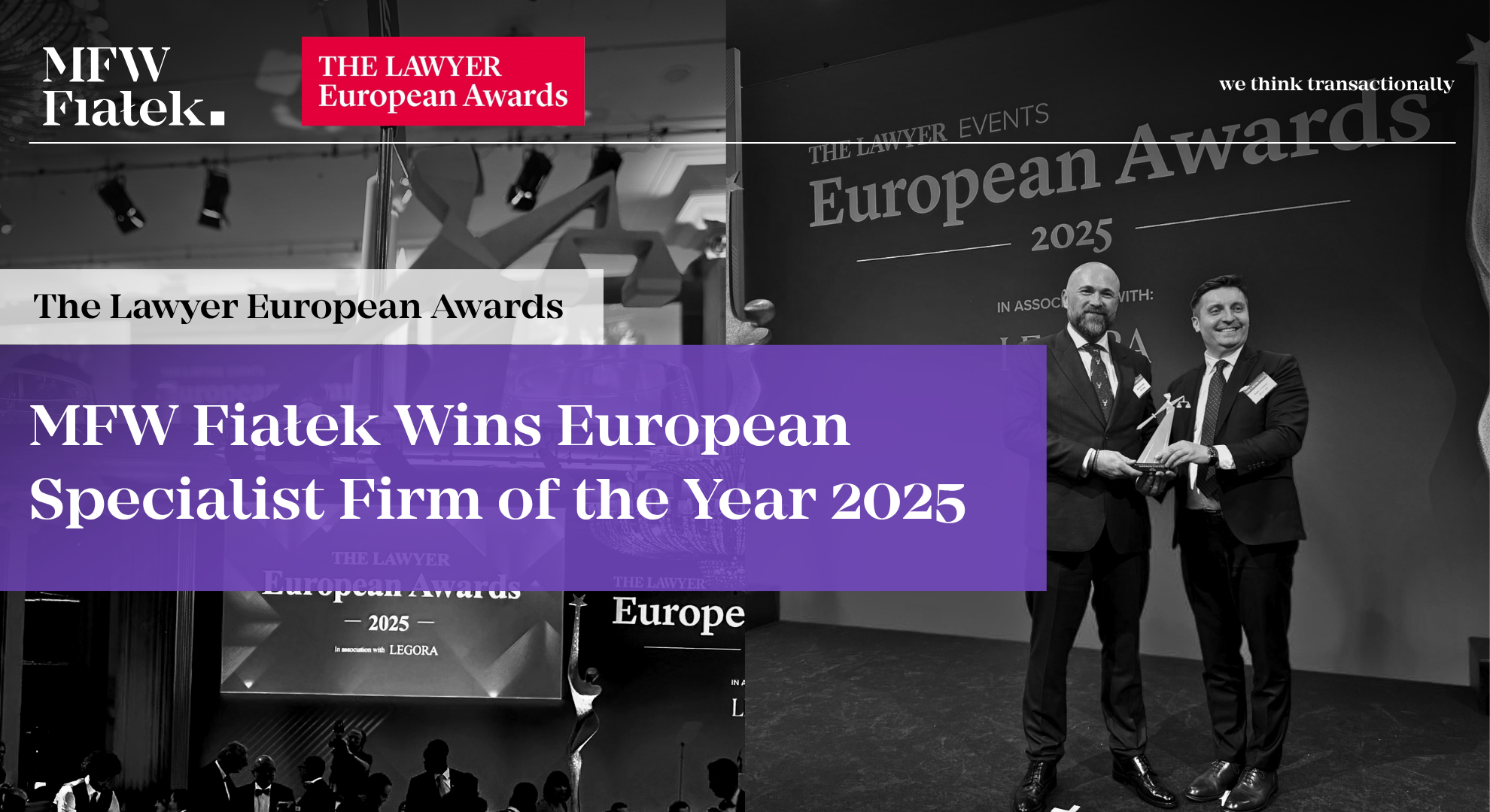 MFW Fiałek has been named European Specialist Law Firm of the Year at The Lawyer European Awards 2025
